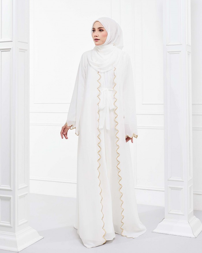 Talesha Abaya - Offwhite (Cream Embroidery)