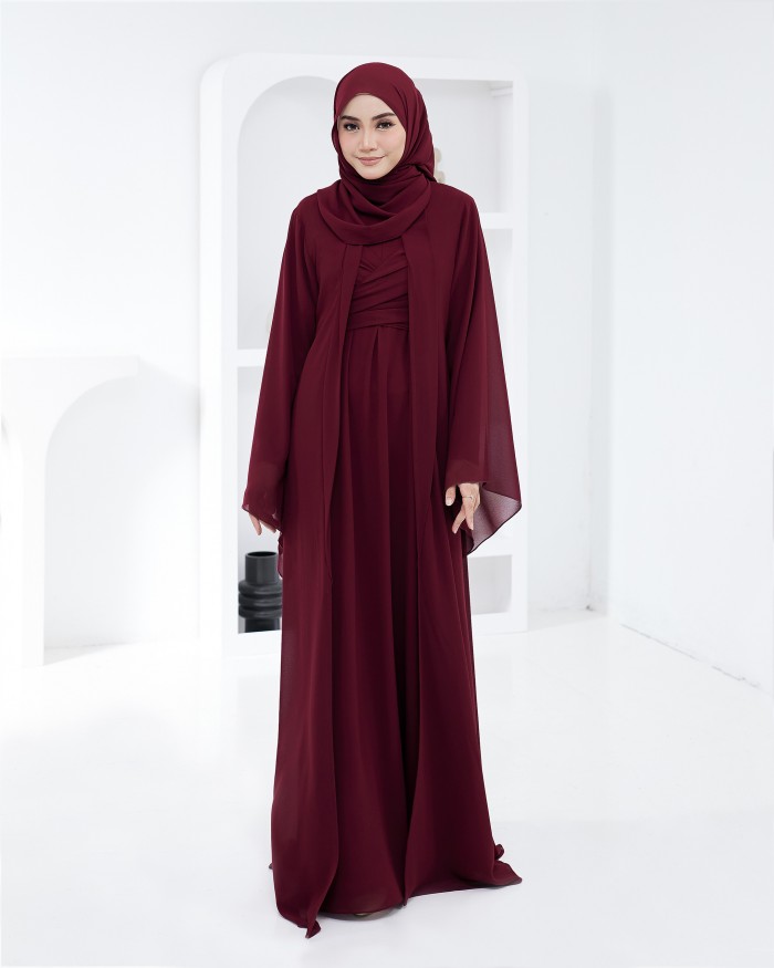 Larona Abaya - Burgundy Maroon