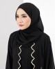 Plain Shawl - Black (Cream Embroidery Abaya)